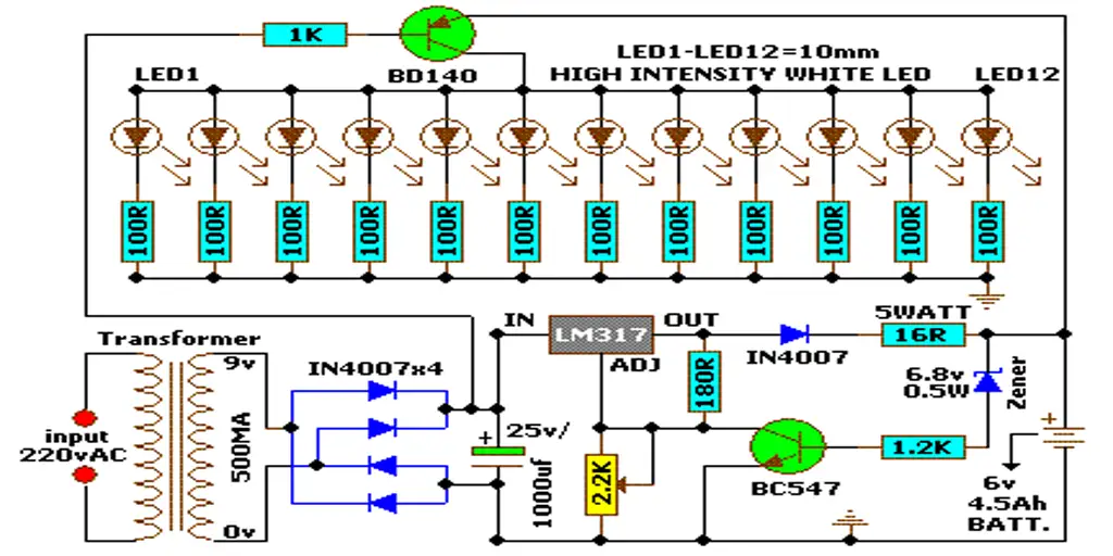 یک مدار چراغ اضطراری ارزان قیمت بسازید