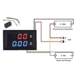 سیم کشی ماژول ولت متر و آمپرمتر پنلی (روپنلی) 100V-10A آبی و قرمز مدل DSN-VC-288
