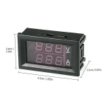ابعاد ماژول ولت متر و آمپرمتر پنلی (روپنلی) 100V-10A آبی و قرمز مدل DSN-VC-288