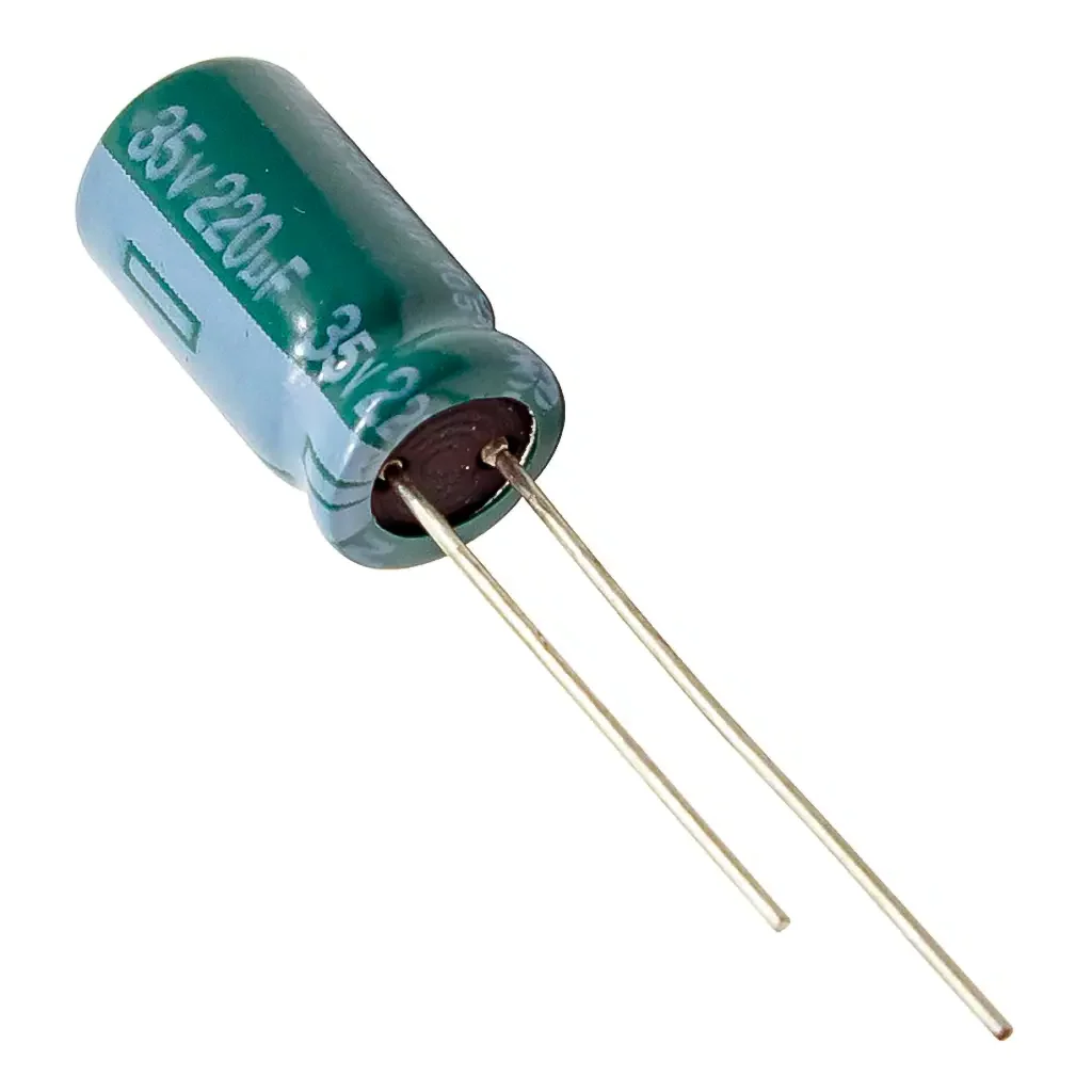 خازن-الکترولیتی-امپدانس-پایین-220uf-35v-تایوانی-مارک-taicon-سری-pw-طول-عمر-5000hrs خازن الکترولیتی 35 ولت 220 میکروفاراد امپدانس پایین مارک TAICON سری PW ساخت تایوان
