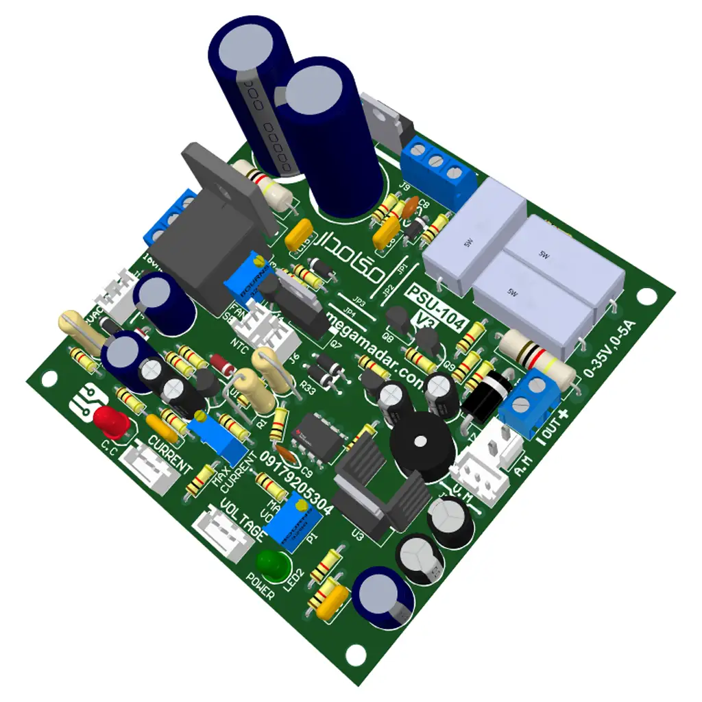 آموزش ساخت + سورس کامل مدار منبع تغذیه متغیر PSU-104-V3 حرفه ای (35 ولت 5 آمپر) آموزش ساخت + سورس کامل مدار منبع تغذیه متغیر PSU-104-V3 حرفه ای (35 ولت 5 آمپر)