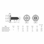 ابعاد پیچ خودکار واشردار 2.5mm طول 10mm