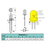 مشخصات LED زرد مات 3mm پایه بلند