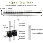 ابعاد پین هدر 1x40 نری استاندارد