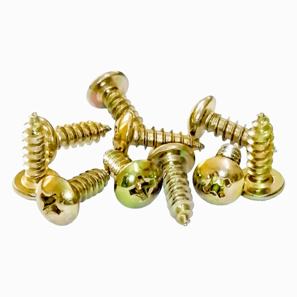 فروش عمده پیچ خودکار قارچی 3mm طول 12mm چهارسو نوک تیز | رنگ: طلایی