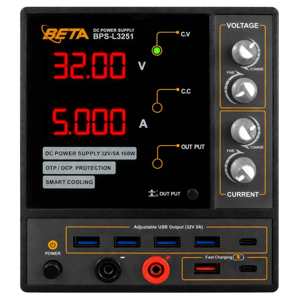 منبع تغذیه متغیر آزمایشگاهی بتا مدل BPS-L3251 NEW (32 ولت، 5 آمپر)